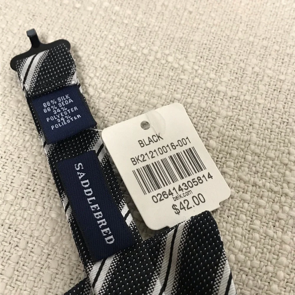 NWT SADDLEBRED / Black with white stripe Bow tie